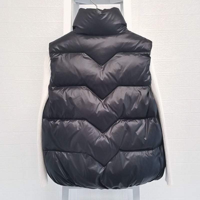 Down Cotton Vest Niche New Korean Style Short Loose All-Match Collar Vest Cotton-Padded Jacket Waistcoat - Image 4