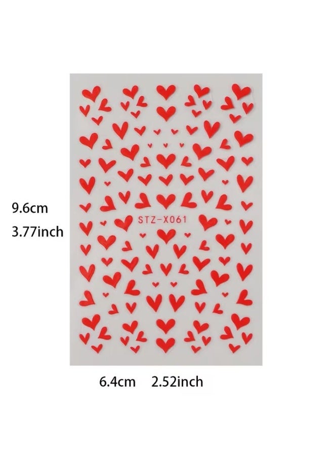 Goolsky Valentine's Day 3D Nail Art Stickers - Red & Pink Love Hearts Self-Adhesive French Tip Decals with Glitter - Image 4