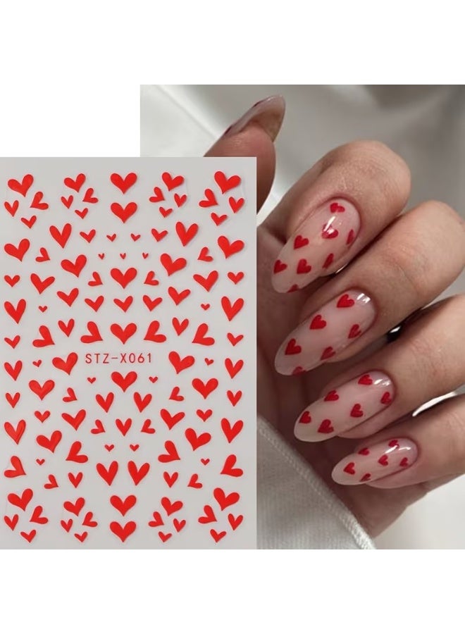 Goolsky Valentine's Day 3D Nail Art Stickers - Red & Pink Love Hearts Self-Adhesive French Tip Decals with Glitter - Image 5