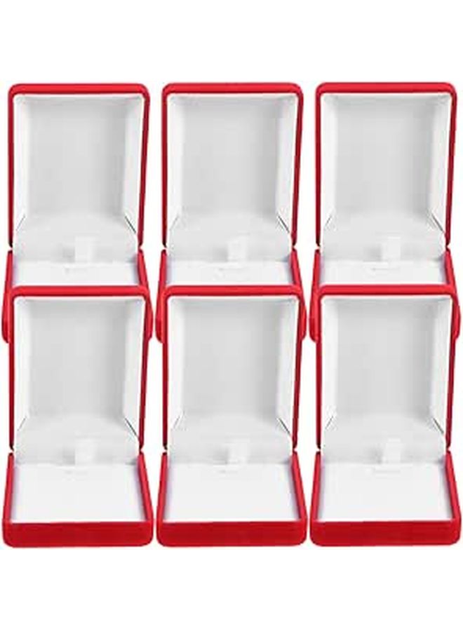 6pcs Red Velvet Jewelry Box Set for Necklaces Wedding Rings Storage - Image 1