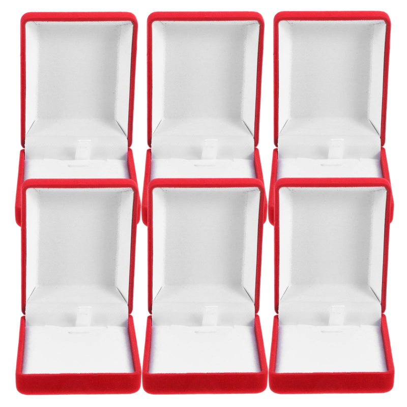 6pcs Red Velvet Jewelry Box Set for Necklaces Wedding Rings Storage - Image 2