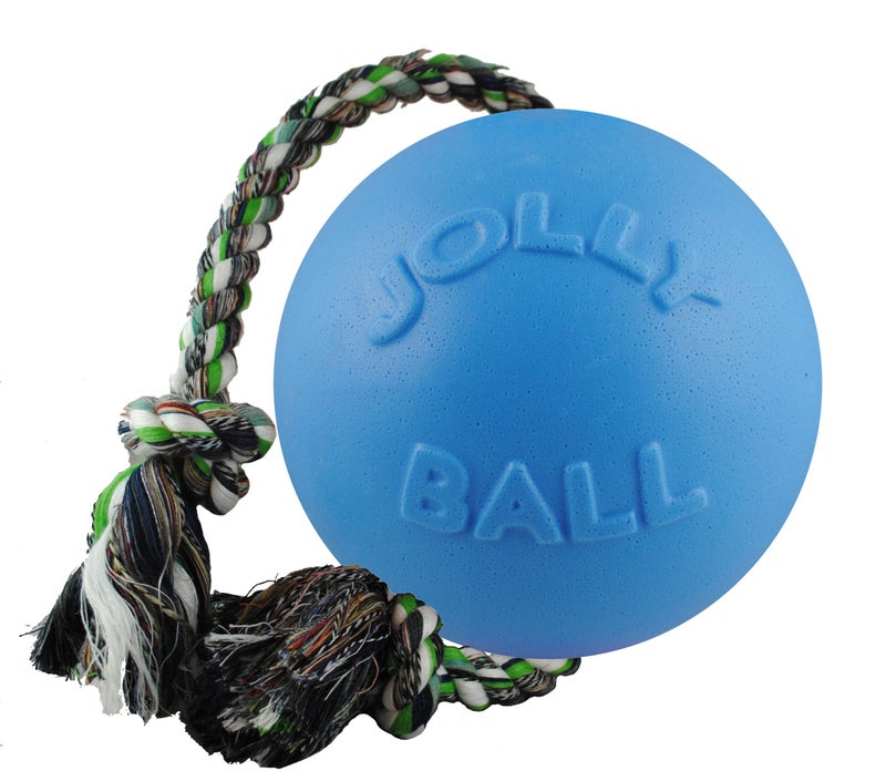 Jolly Pets RompnRoll Rope and Ball Dog Toy 8 InchesLarge Blueberry All Breed Sizes