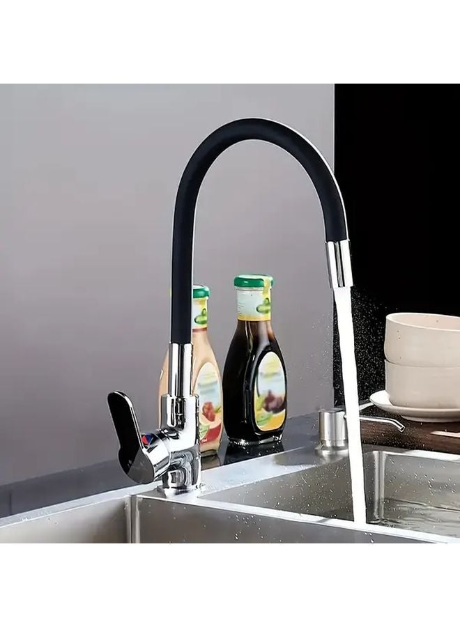 Modern Stainless Steel Kitchen Faucet Rotating Spray Head Black Chrome Finish Easy Install - Image 1