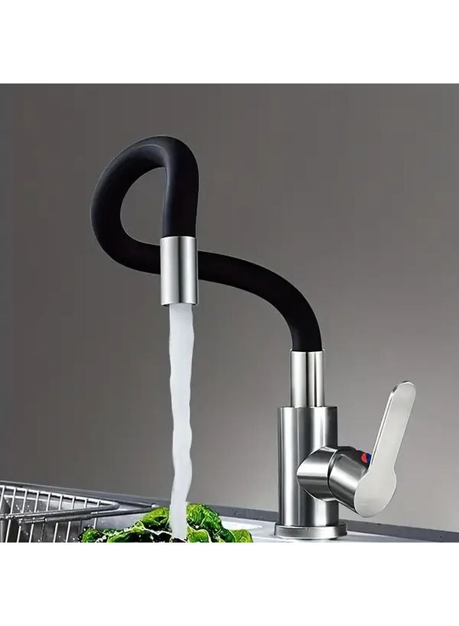 Modern Stainless Steel Kitchen Faucet Rotating Spray Head Black Chrome Finish Easy Install - Image 3