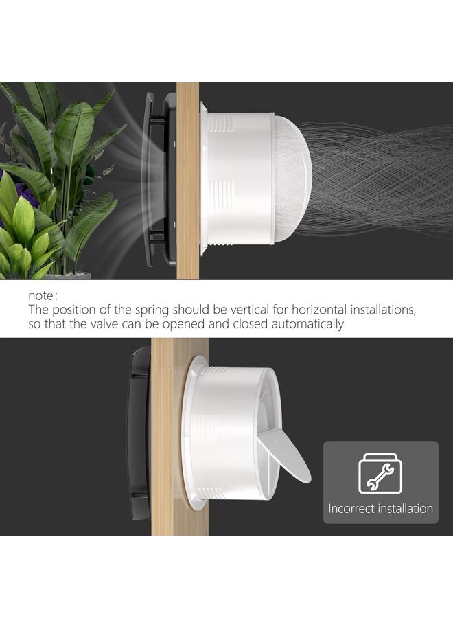 6'' Kitchen and Bathroom Exhaust Fan, Wall Vent Fan With Non-Backflow Check Valve, for Ceiling and Wall Mount (Black, Silver) - Image 3