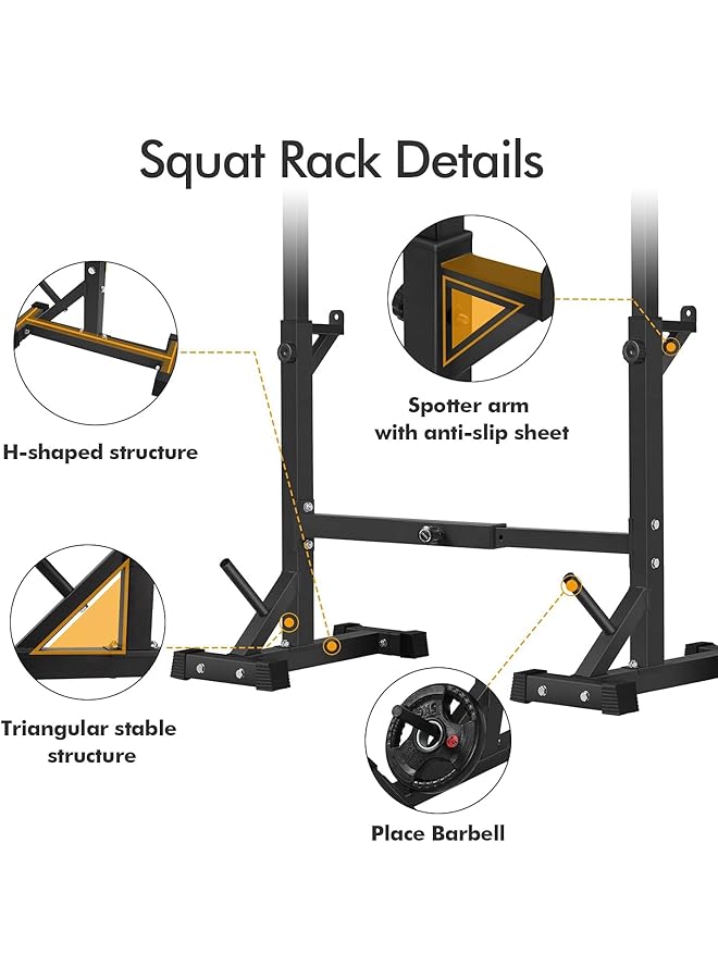 ALCOACH Squat Rack Stand Barbell Rack Bench Press Rack Stand Home Gym Adjustable Weight Rack 550Lbs (HM 6) - Image 2