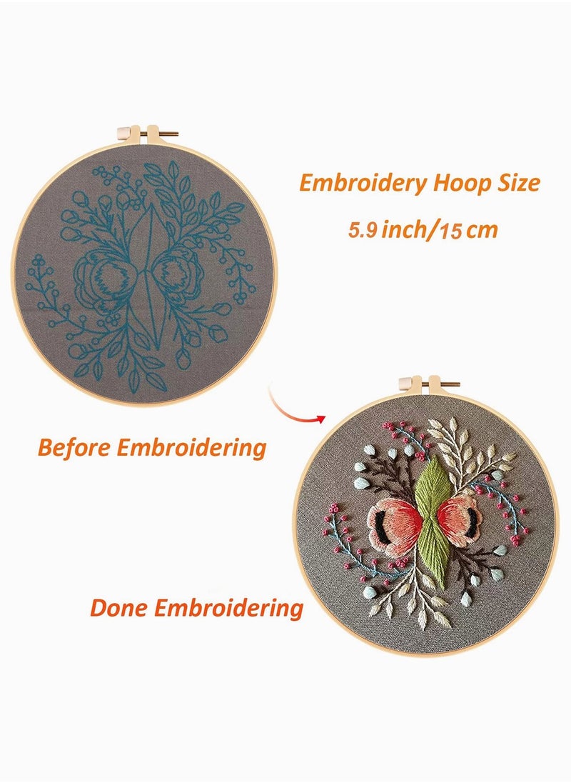 SYOSI - Embroidery Starter Kit Full Range of Stamped Cross Stitch Kits for Beginner Including Embroidery Cloth with Pattern, Embroidery Hoop, Color Threads, Tools Kit - Image 1