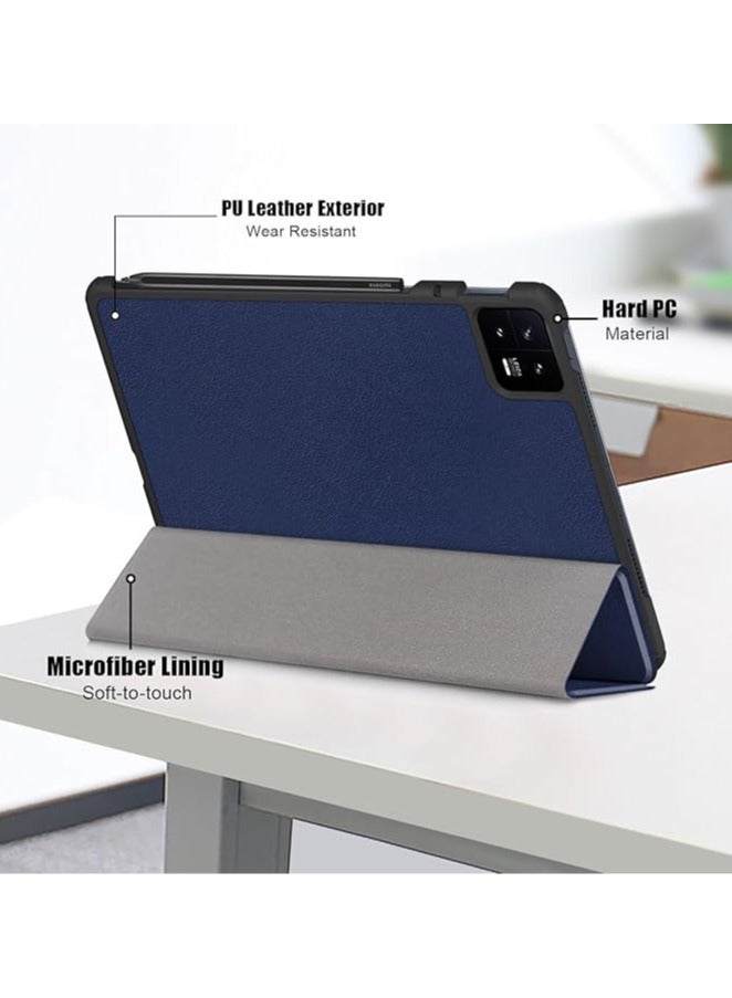 عام غطاء تابلت متوافق مع Xiaomi Mi Pad 6/6 Pro 2023 بحجم 11.2 بوصة، غطاء ذكي طوي ثلاثي، نحيف جداً وخفيف الوزن، مع غطاء خلفي صلب من مادة PC. يوفر إمكانية الطي، مع خاصية النوم/الاستيقاظ التلقائية للتابلت. - Image 5