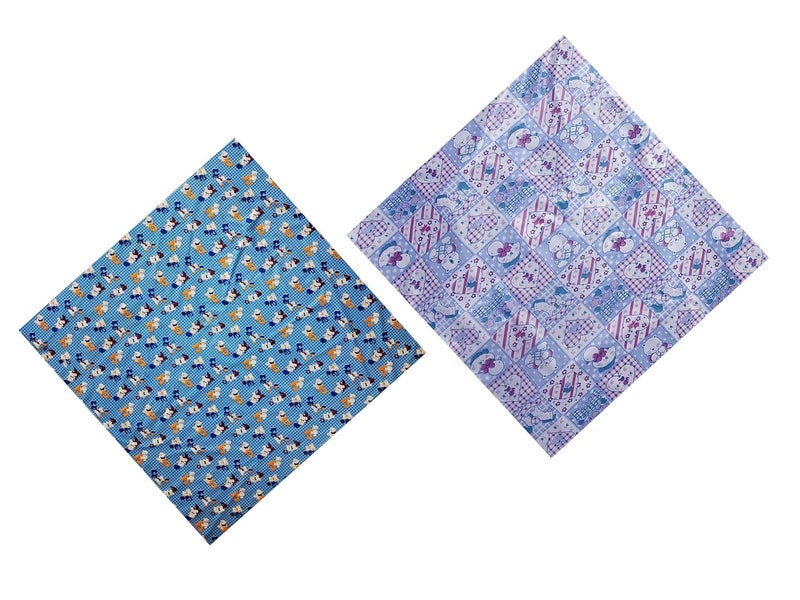 Ecosoft Baby Plastic Sheet | Baby Bed Protector | 0-18 Months | 90 x 135 cm (Cartoon Blue & Heart Blue) - Image 1