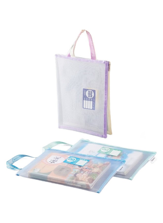 Kingdee Single-Layer Mesh Subject Classification Pouch, Homework Pouch, File Pouch, Back-To Essential Subject Classification Book Bag, Book Storage Bag, Exam Paper Bag, Zipper Document Bag, 4-Pack - Image 3