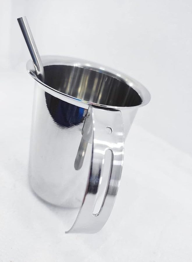 LUXURIA Steel Sipper for Milk with Straw and Handle (Round) - Image 2