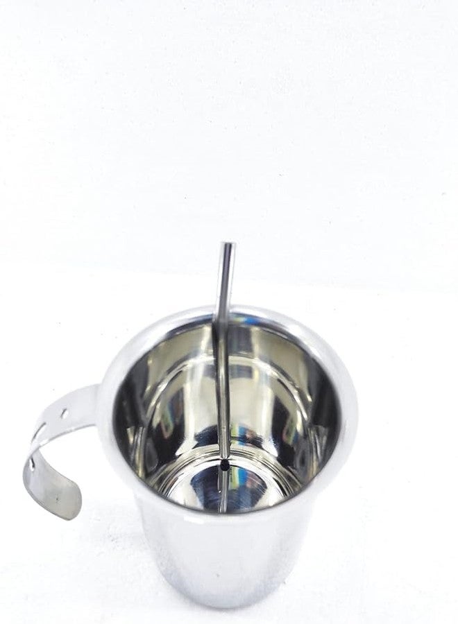 LUXURIA Steel Sipper for Milk with Straw and Handle (Round) - Image 3