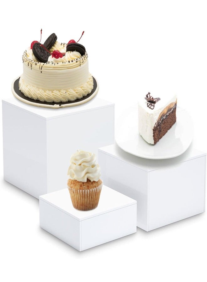 RY DISPLAY Acrylic Cake Stand Display Riser Set(4 inch,5 inch,6 inch), 3-Piece Dessert and Candy Pedestal Stands for Party Decoration (white) - Image 1