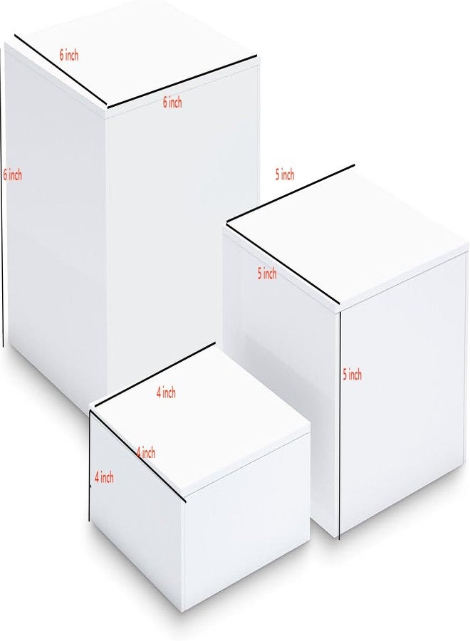 RY DISPLAY Acrylic Cake Stand Display Riser Set(4 inch,5 inch,6 inch), 3-Piece Dessert and Candy Pedestal Stands for Party Decoration (white) - Image 2