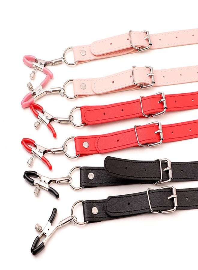 GLMOCM Body Chain Adjustable Leather Body Ring with Bell Body Clamps Clip on Body Non Piercing Chain Stainless Steel Body Clamps for Women Faux Body Jewelry Clip Jewelry Gifts for Women (Pink Bell) - Image 5
