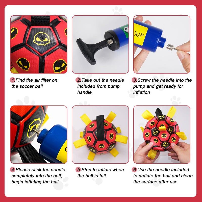 TBC PET Interactive Dog Toy Balls with 4 Layers, World Cup Dog Soccer Ball with Straps, Durable Dog Balls with Skull Pattern, Waterproof Advanced Football Pets, Indoor & Outdoor Use(6 Inch) - Image 5