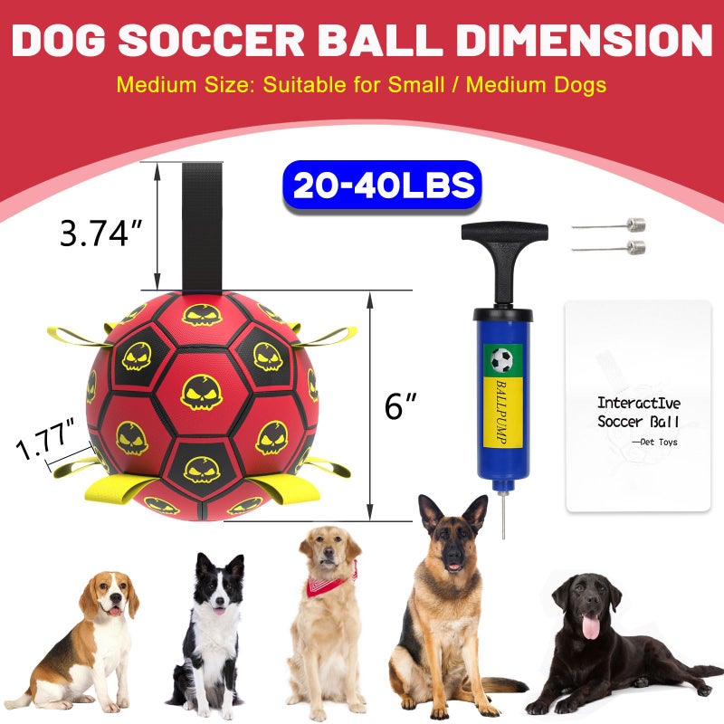TBC PET Interactive Dog Toy Balls with 4 Layers, World Cup Dog Soccer Ball with Straps, Durable Dog Balls with Skull Pattern, Waterproof Advanced Football Pets, Indoor & Outdoor Use(6 Inch) - Image 2