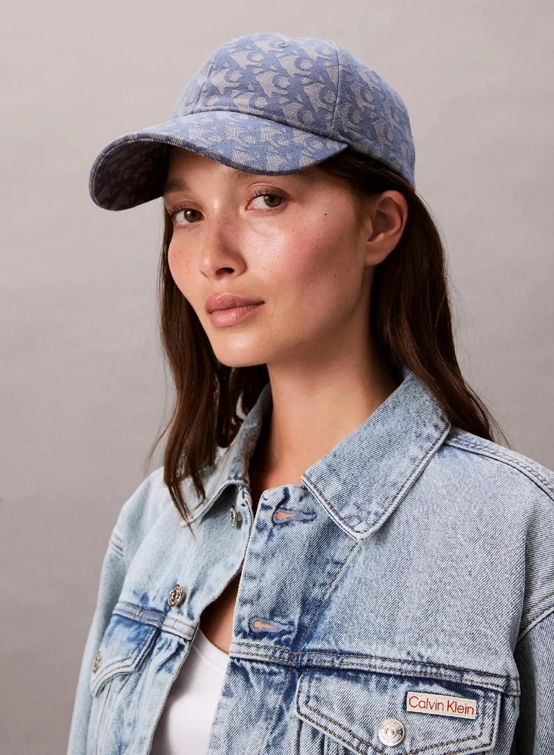 Calvin Klein Jeans BLUE INDIGO / ATMOSPHERE AOP Logo Jacquard Cap for Women | Best Price UAE