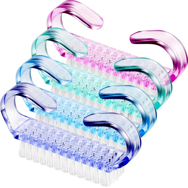 eBoot 4 Pieces Handle Nail Brush Nail Hand Scrubbing Cleaning Brush (Small, Multicolor) 