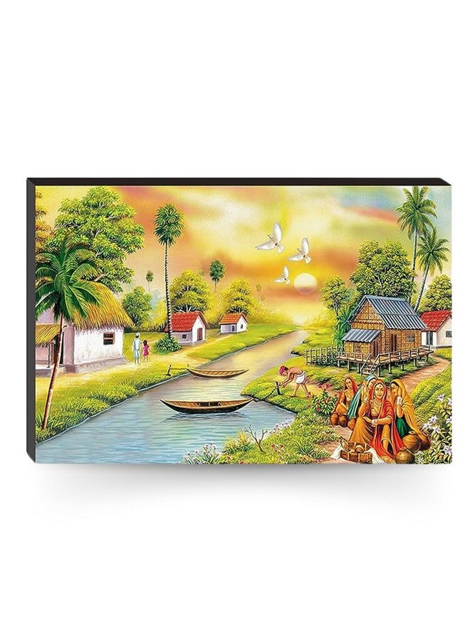 Masstone Wood Wall Scenery for Living Room and Bedroom | 12X 18 Inch Nature Lake Painting Without Frames | Wall Art for Home Decorations - Image 1