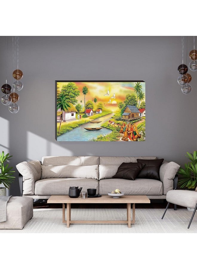 Masstone Wood Wall Scenery for Living Room and Bedroom | 12X 18 Inch Nature Lake Painting Without Frames | Wall Art for Home Decorations - Image 4