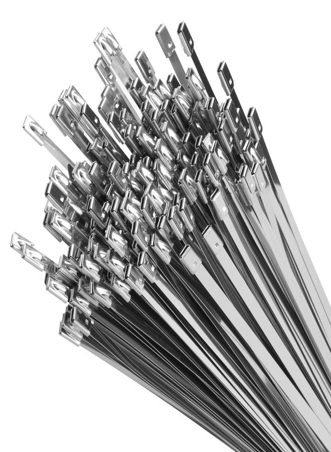 XINGO 200 PCS 11.8" Metal Zip Ties, 304 Stainless Steel Heavy Duty Zip Ties, Multi-Purpose Self-locking Cable Ties for Exhaust Wrap, Outdoor and Canopy Etc - Image 1