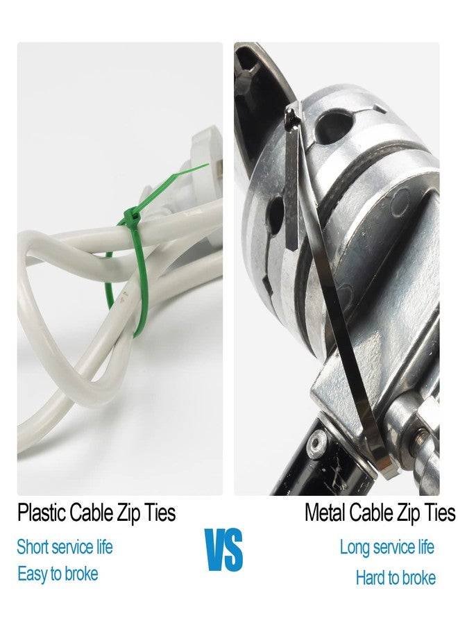 XINGO 200 PCS 11.8" Metal Zip Ties, 304 Stainless Steel Heavy Duty Zip Ties, Multi-Purpose Self-locking Cable Ties for Exhaust Wrap, Outdoor and Canopy Etc - Image 5