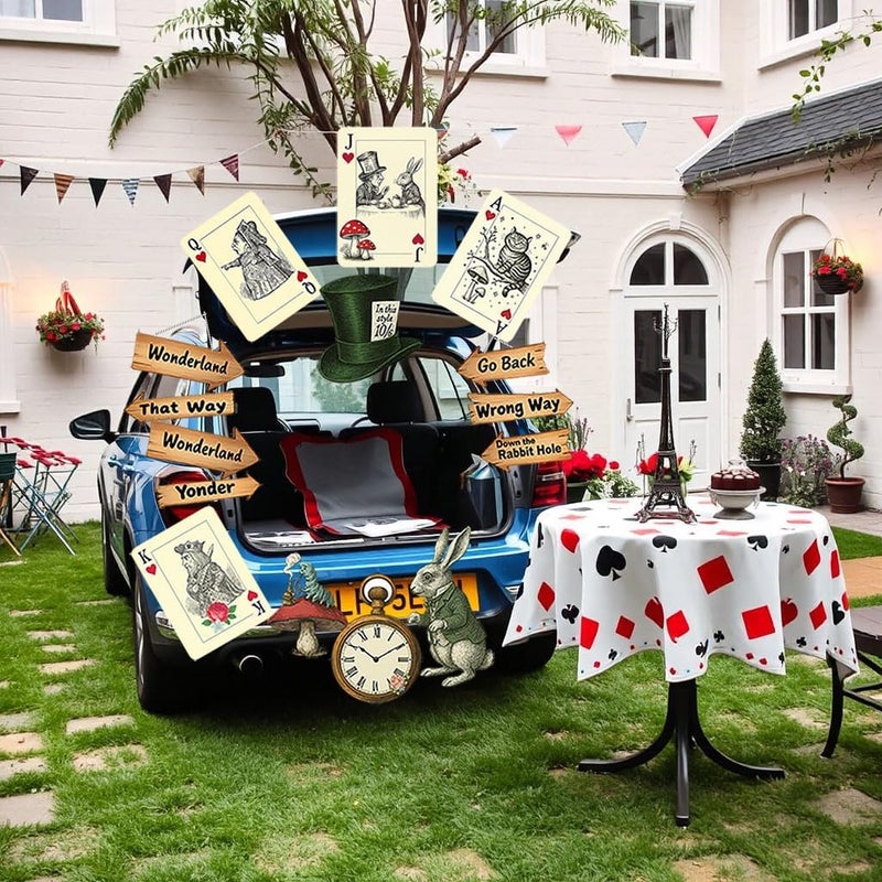 BRALEO Alice Party Decorations,Wonderland Party Decor, 15 Pcs Alice Trunk or Treat Wonderland Tea Party Decor,Vintage Style Wall Art Paper Sticker Set - Image 5