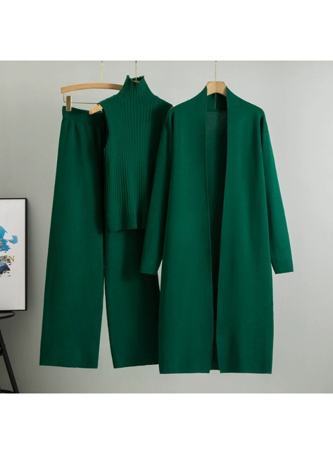 general Three-piece knitted sleeveless cardigan sweater cardigan pants three-piece set - Image 1
