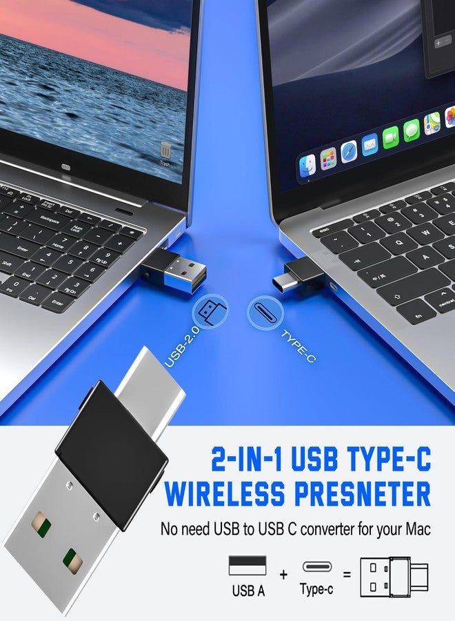 Kammkonb 2-in-1 USB Type C Presentation Clicker Wireless Presenter Remote with Laser Pointer, RF 2.4GHz USB C PowerPoint Clicker Slide Advancer for Computer/Mac/Laptop - Image 2