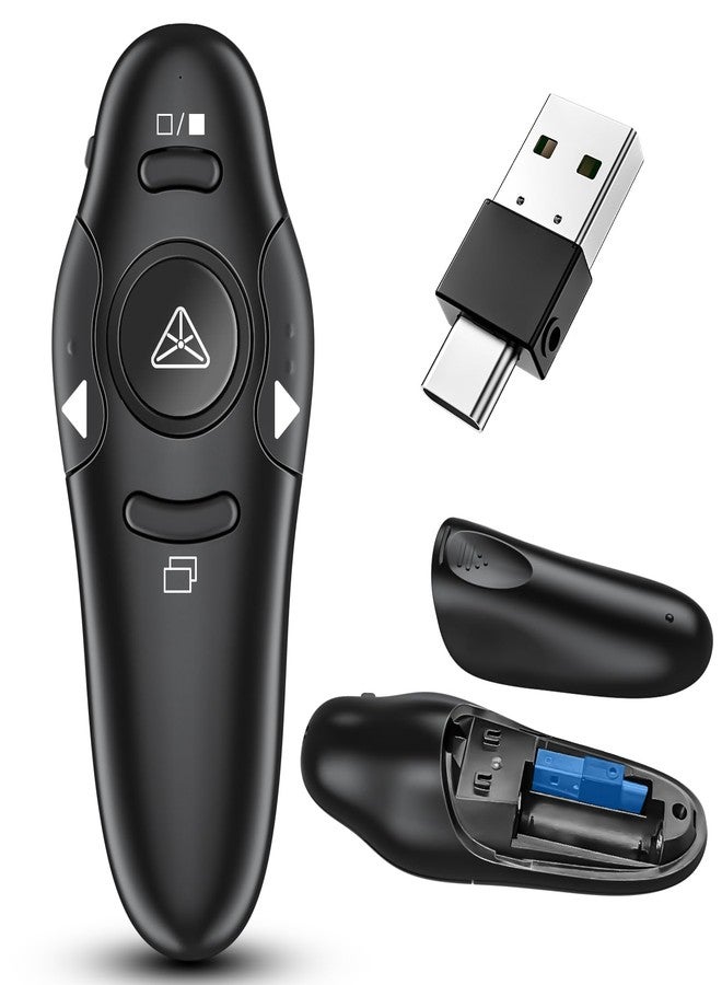 Kammkonb 2-in-1 USB Type C Presentation Clicker Wireless Presenter Remote with Laser Pointer, RF 2.4GHz USB C PowerPoint Clicker Slide Advancer for Computer/Mac/Laptop - Image 1