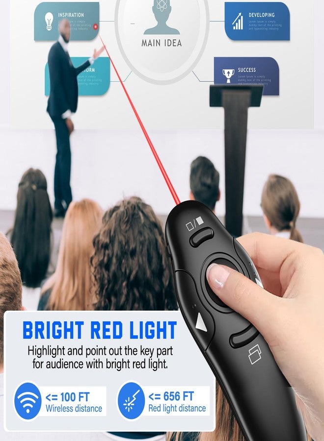 Kammkonb 2-in-1 USB Type C Presentation Clicker Wireless Presenter Remote with Laser Pointer, RF 2.4GHz USB C PowerPoint Clicker Slide Advancer for Computer/Mac/Laptop - Image 4