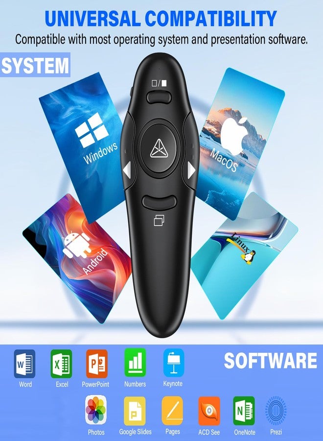 Kammkonb 2-in-1 USB Type C Presentation Clicker Wireless Presenter Remote with Laser Pointer, RF 2.4GHz USB C PowerPoint Clicker Slide Advancer for Computer/Mac/Laptop - Image 5