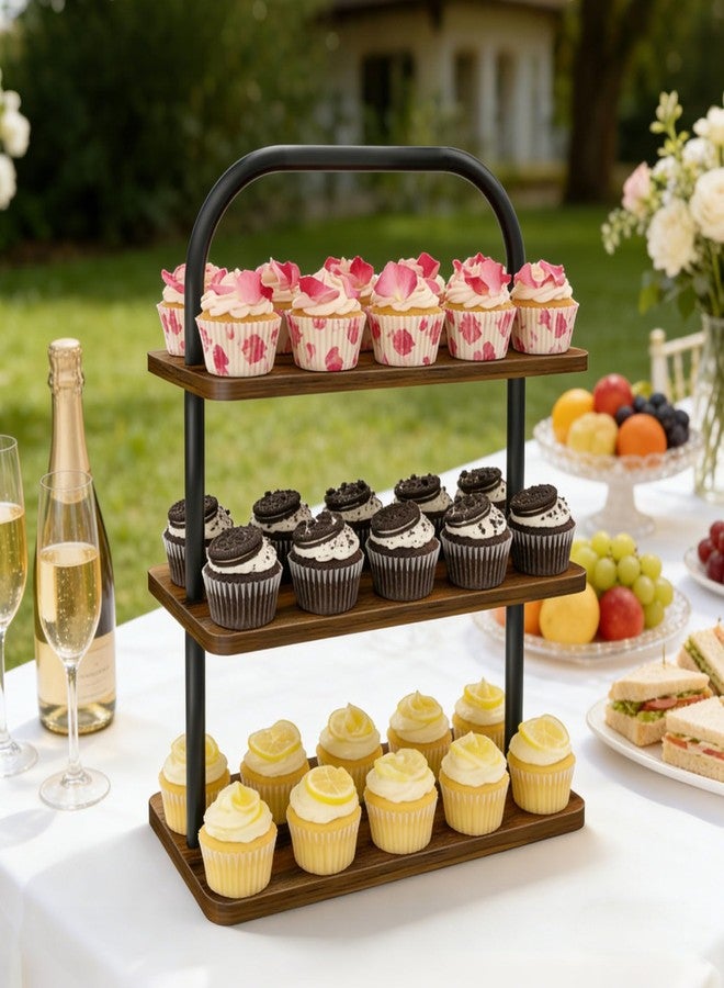 OugeWood Cupcake Stand, 3 Tier Wood Cupcake Stand for 50 Cupcakes Large Dessert Stand Cupcake Display Stand Cupcake Tower for Farmhouse Decor, Party Serving Tray, Vendor Dessert Table Display Set - Image 2