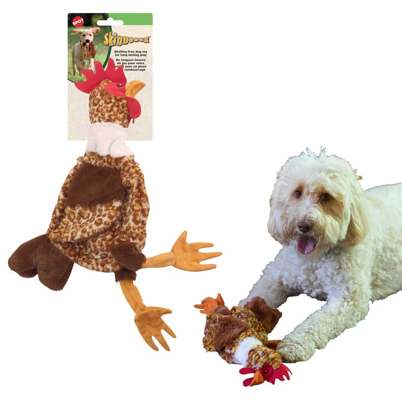 SPOT Skinneeez Chicken 17" Stuffing-Free Plush Dog Toy with Honking Squeaker â€“ Soft, Floppy & Mess-Free Interactive Toy for Medium & Large Dogs â€“ Ideal for Light & Moderate Chewers - Image 1