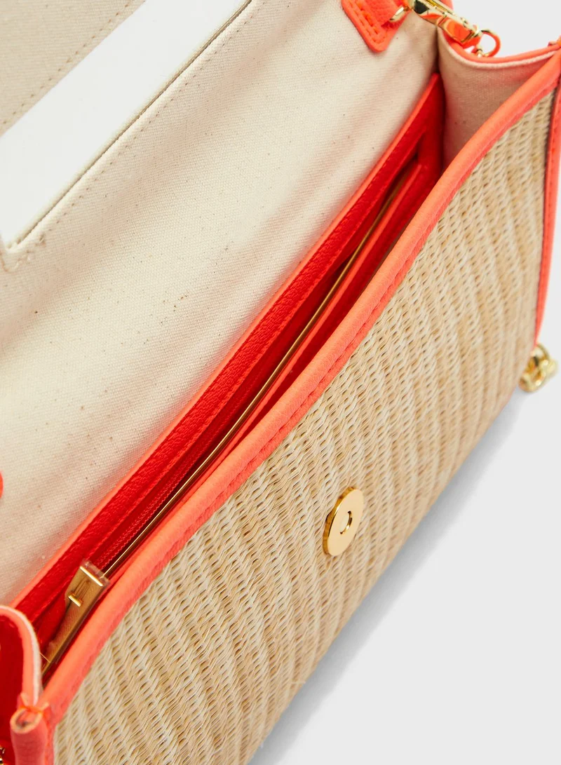 Ted Baker Arthea Straw T-Clutch for Women Best Price Kuwait