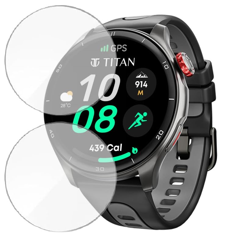 HELLOSCREEN 2-Pack | Screen Protector Guard for Titan Celestor | 1.43 inch | Smartwatch - Flexible & Ultrathin TPU Film, Scratch Resistant, Bubble Free - Not Tempered Glass - Image 1