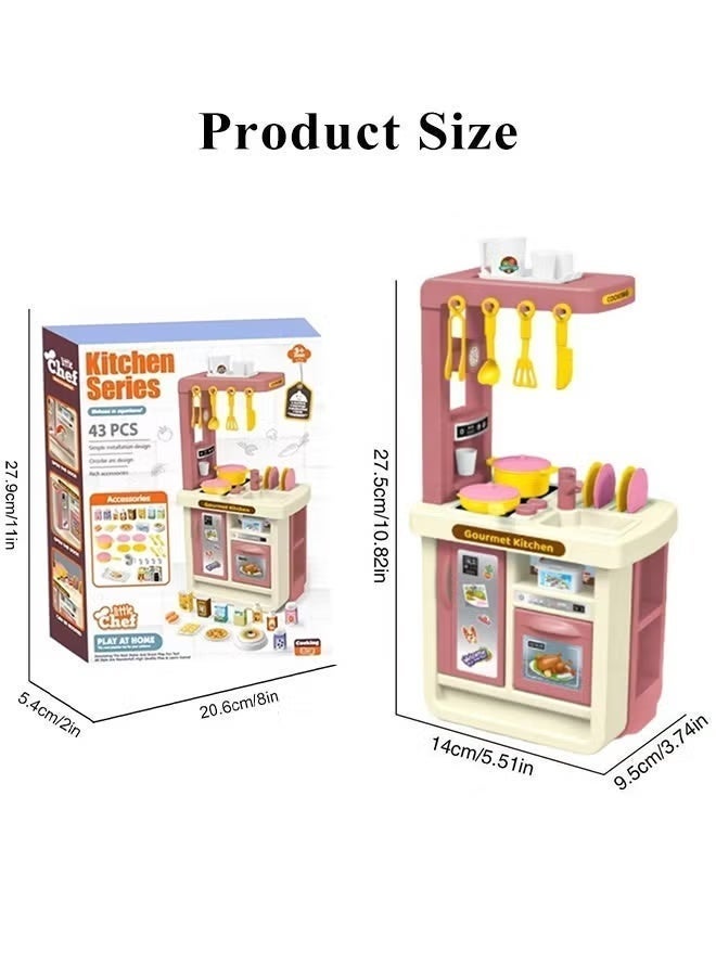 43Pcs Kitchen Playset  Kitchen Pretend Play Toy Set Children's Game Sink Mini Kitchen Set Cooking Toy Set with Toy Food Kids Role Play Cookware Indoor DIY Kitchen Accessories Toys Set for 3+ Boys Girls Kids - Image 2
