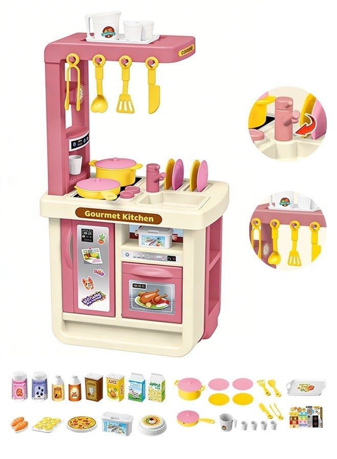43Pcs Kitchen Playset  Kitchen Pretend Play Toy Set Children's Game Sink Mini Kitchen Set Cooking Toy Set with Toy Food Kids Role Play Cookware Indoor DIY Kitchen Accessories Toys Set for 3+ Boys Girls Kids - Image 1