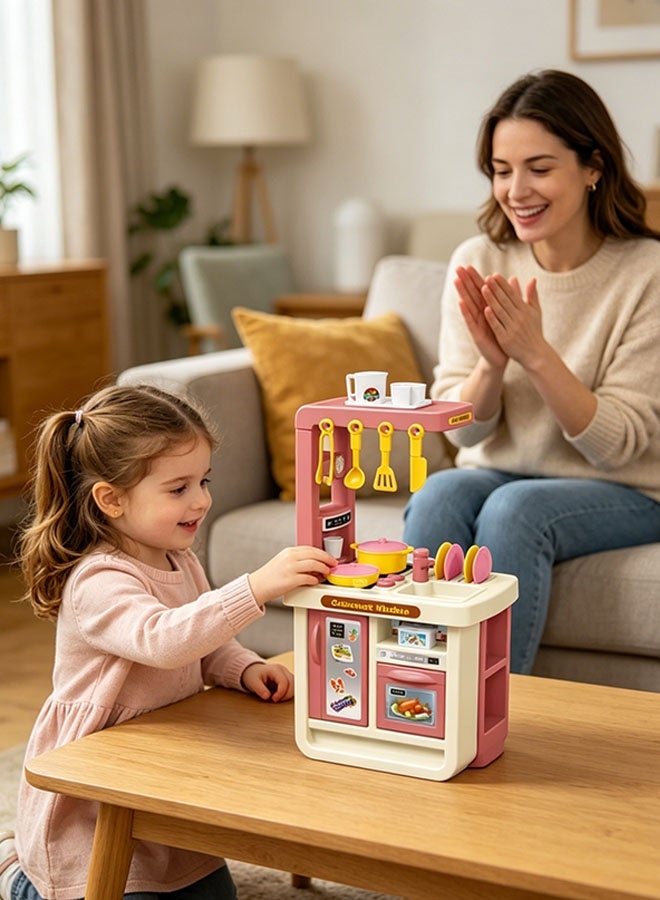 43Pcs Kitchen Playset  Kitchen Pretend Play Toy Set Children's Game Sink Mini Kitchen Set Cooking Toy Set with Toy Food Kids Role Play Cookware Indoor DIY Kitchen Accessories Toys Set for 3+ Boys Girls Kids - Image 3