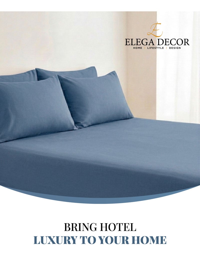 Elega Decor 210TC Cotton Satin Double Solid Bed Sheet Set 3PC | Soft Breathable Satin Flat Sheet 206x250 cm | 2 pillowcases 50x75 cm | OEKO-TEX & ECAS Certified - Image 1