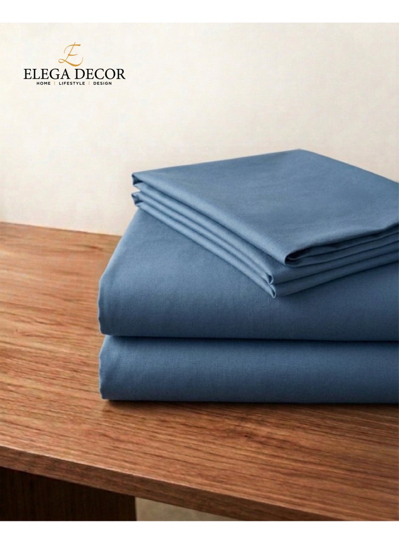Elega Decor 210TC Cotton Satin Double Solid Bed Sheet Set 3PC | Soft Breathable Satin Flat Sheet 206x250 cm | 2 pillowcases 50x75 cm | OEKO-TEX & ECAS Certified - Image 2
