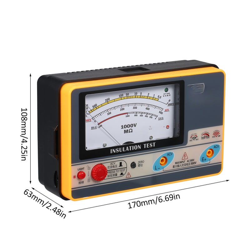 Insulation Resistance Meter Digital Ohmmeter Megger Handheld Insulation Tester Megameter 0-2000MΩ 1000V High Accuracy Megohmmeter Insulation Measurement Instrument - Image 5