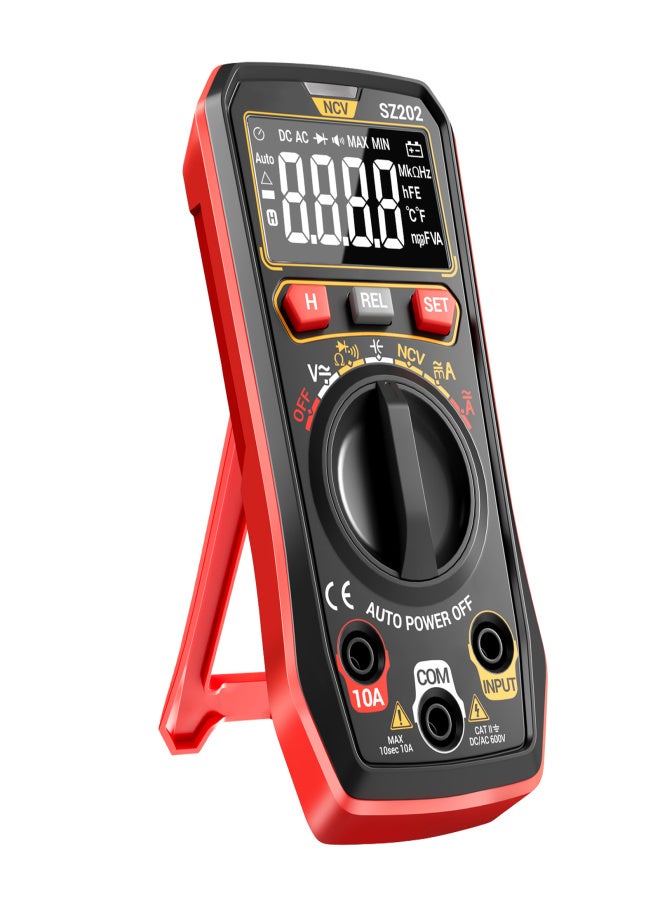 Digital Multimeter, Auto-Ranging 4000 Counts, Portable Ohm Volt Amp Tester Measures NCV, Voltage, Current, Diode, Capacitance Red - Image 4