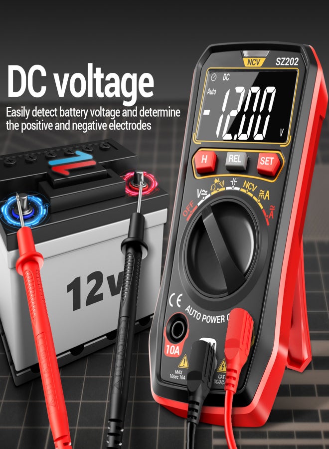 Digital Multimeter, Auto-Ranging 4000 Counts, Portable Ohm Volt Amp Tester Measures NCV, Voltage, Current, Diode, Capacitance Red - Image 5