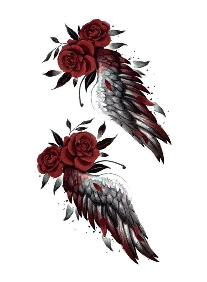 105x60mm Girls Rose Print Decorating Waterproof Tattoo Sticker 2 Pieces - Image 2