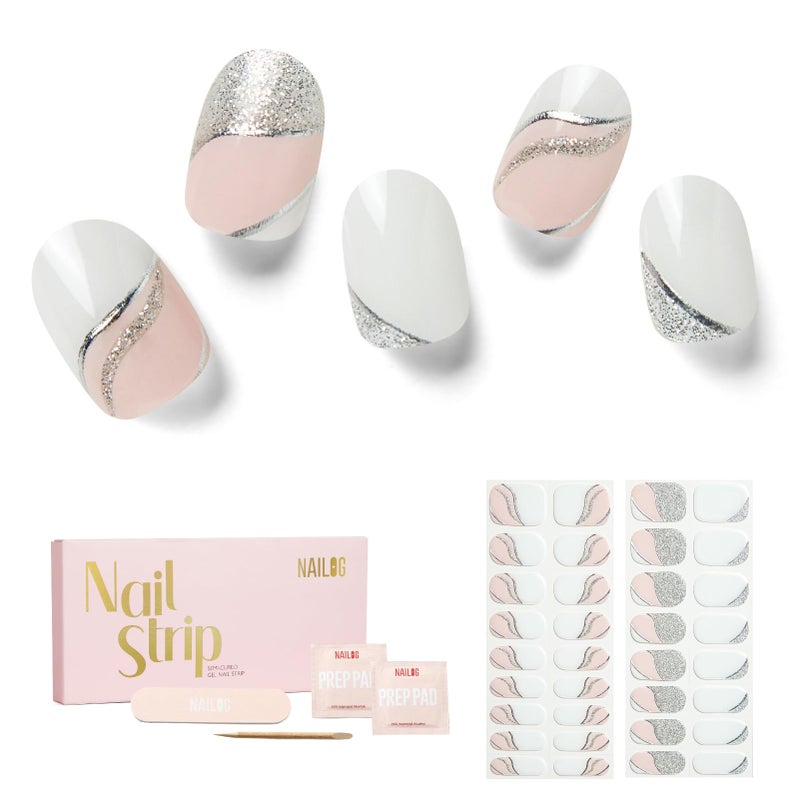 NAILOG Semi Cured Gel Nail Strips 34 pcs Buy 2 Get 1 UV Lamp  Long Lasting Nail Polish Sticker Wraps with Glossy Gel Finish Be with You