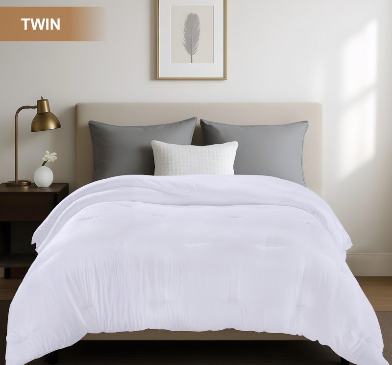 Utopia Bedding Comforters Twin Size, All Season Duvet Insert, Down Alternative Twin Comforter with Corner Tabs, Machine Washable Bed Comforter 64 x 88 Inches (White) - Image 2