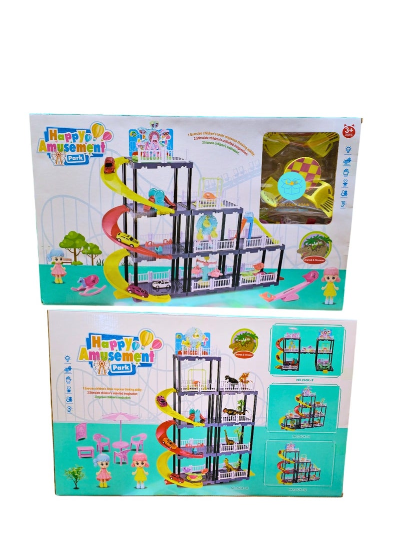 Generic Happy Amusement Dinosaur Park – Tower Playset with Spiral Slide, Creative Building Toy for Kids  - Image 4