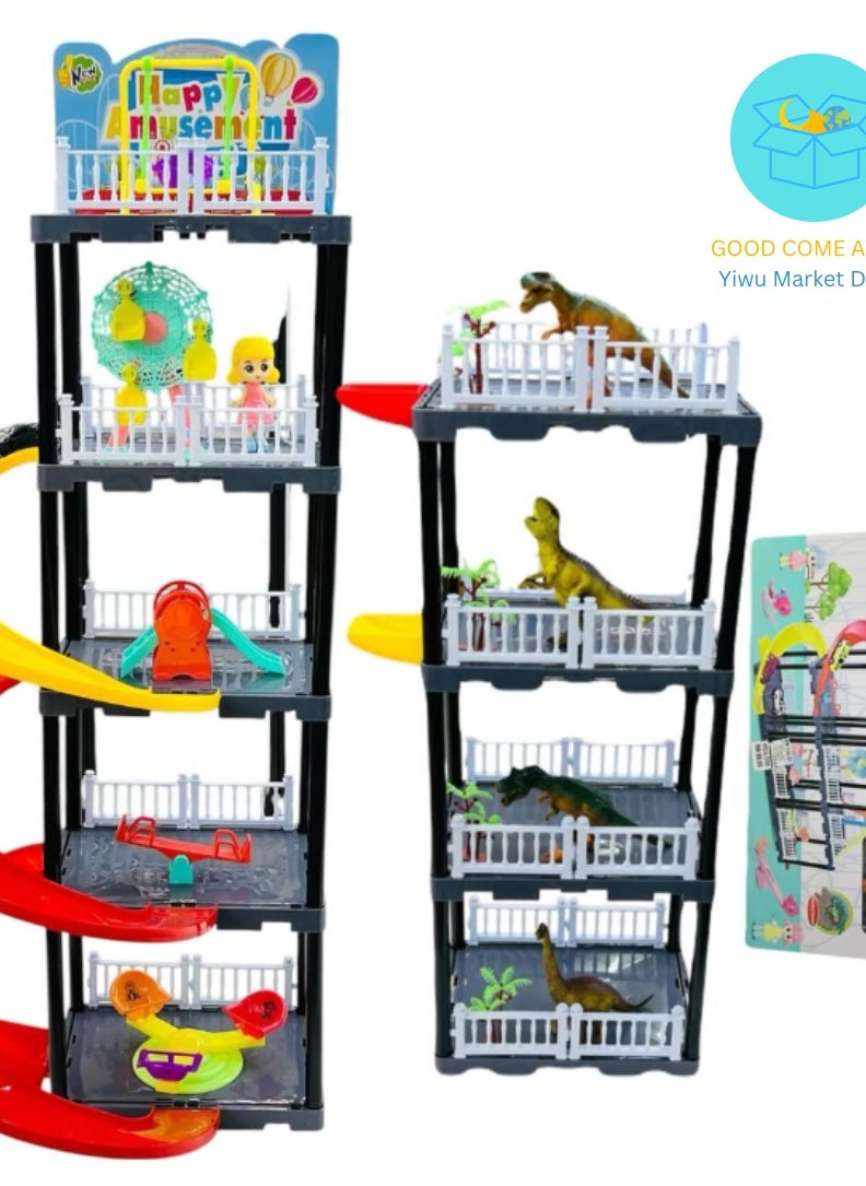 Generic Happy Amusement Dinosaur Park – Tower Playset with Spiral Slide, Creative Building Toy for Kids  - Image 5